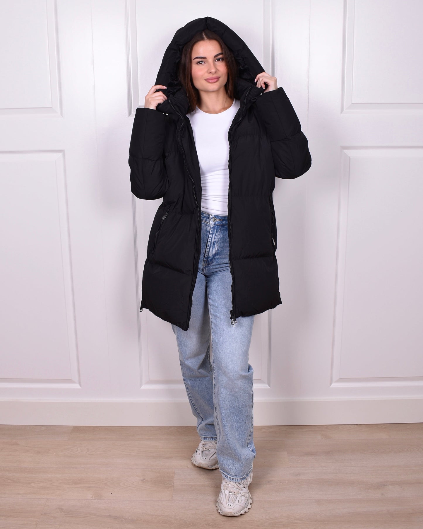 Midi PUFFER coat black