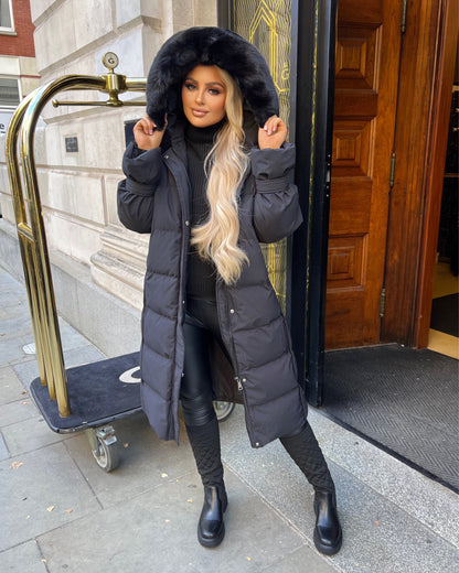 Hailie | Long Fur Hooded Coat