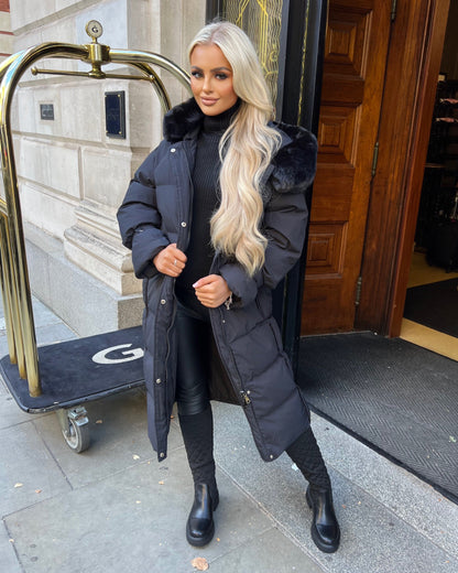 Hailie | Long Fur Hooded Coat