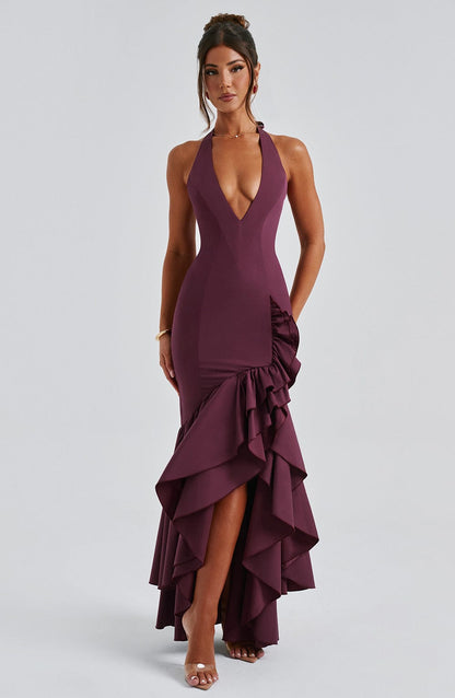 VERONIQUE MAXI DRESS - CHERRY LACQUER