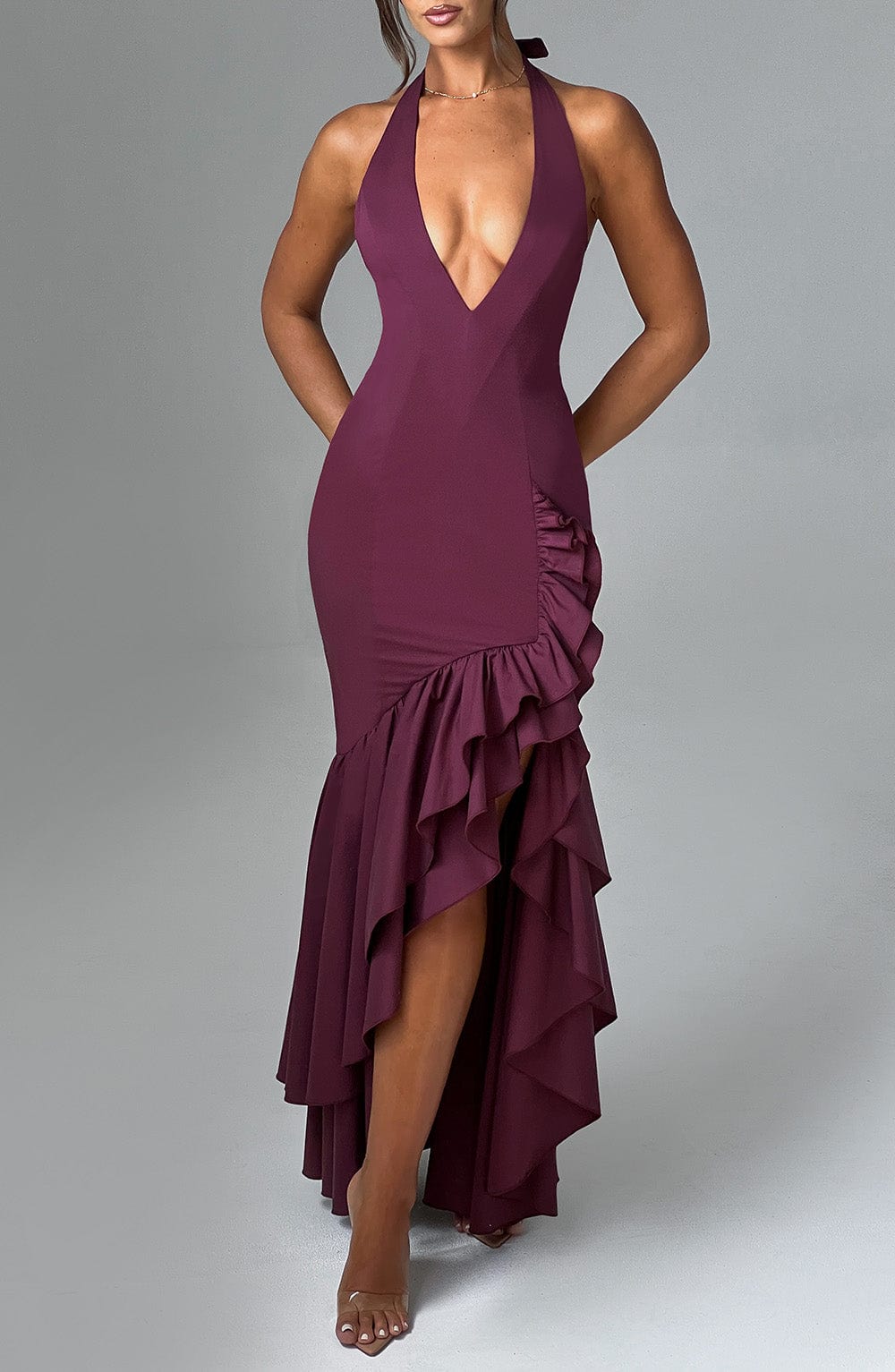 VERONIQUE MAXI DRESS - CHERRY LACQUER